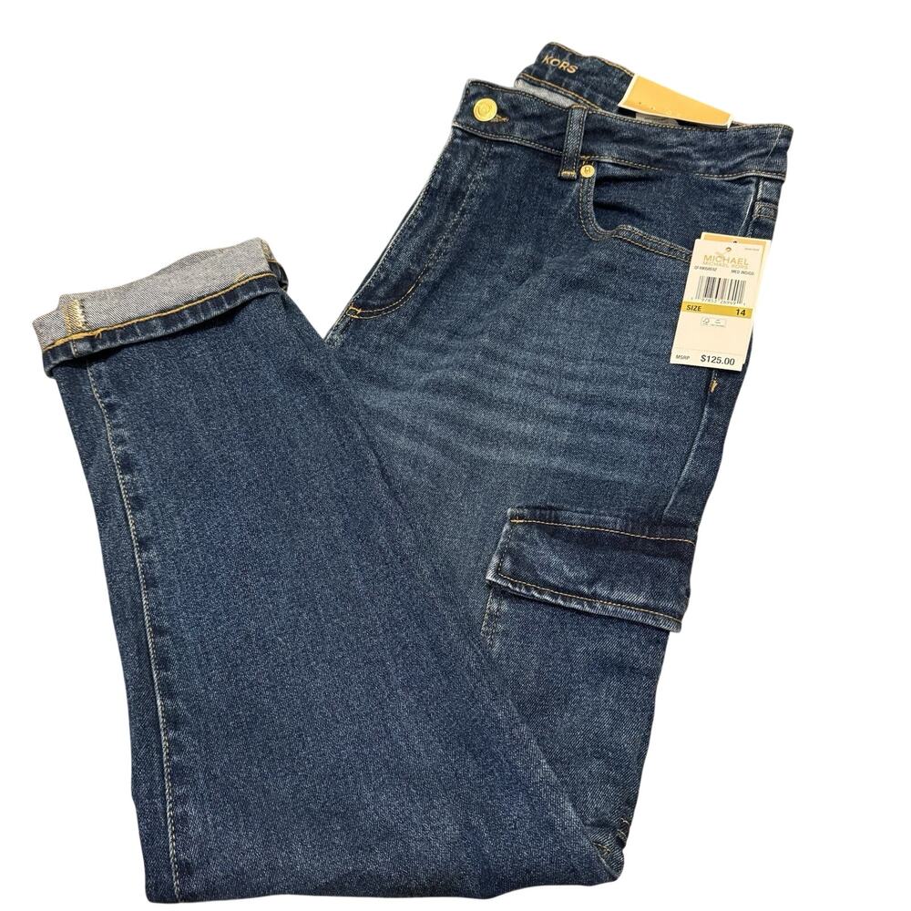 Michael Kors Mk Selma Jeans High-rise Skinny Jeans Cargo Pockets Size 14 $125